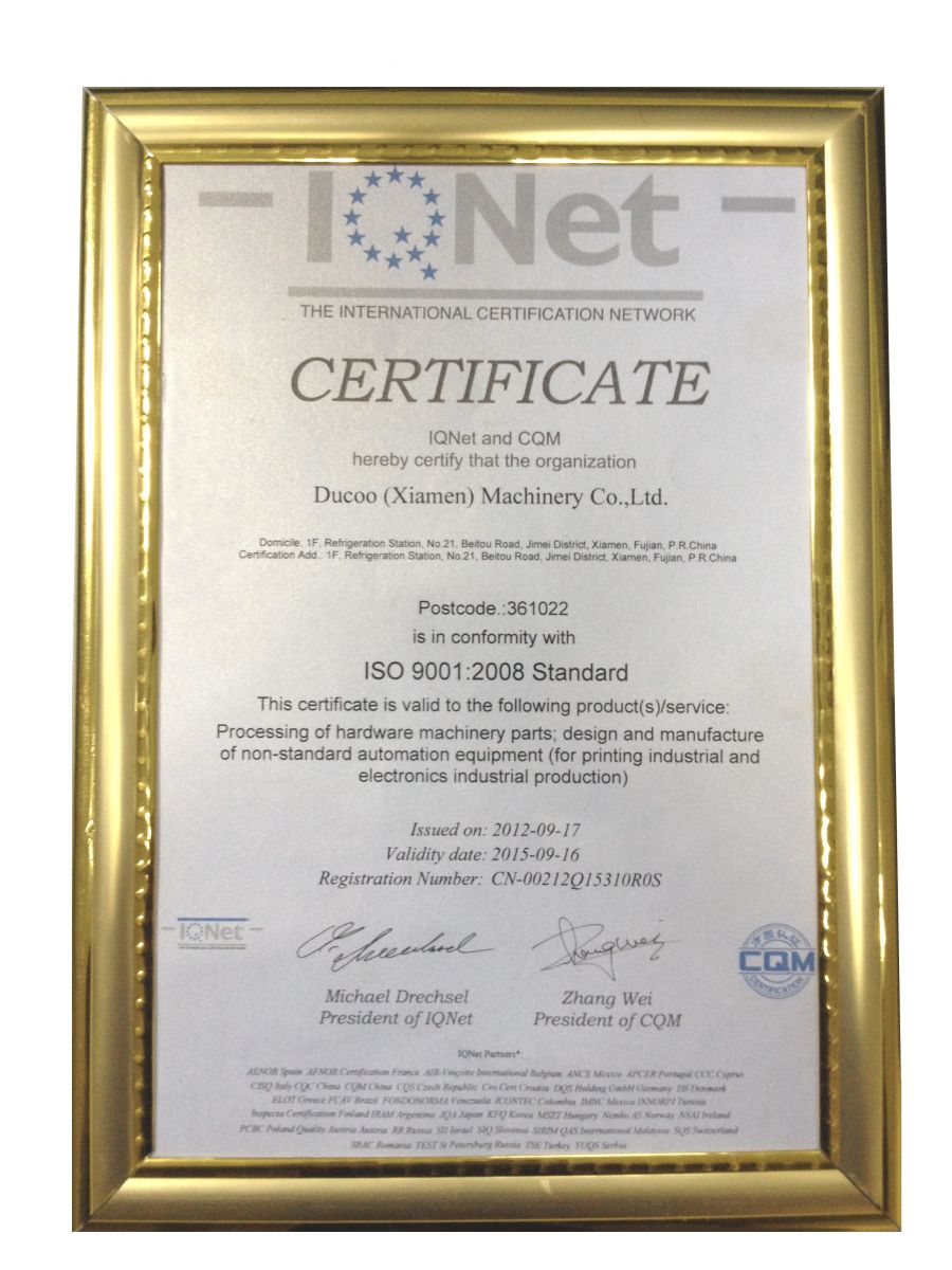 Certificate ISO 9001:2008 Standard (English Edition)